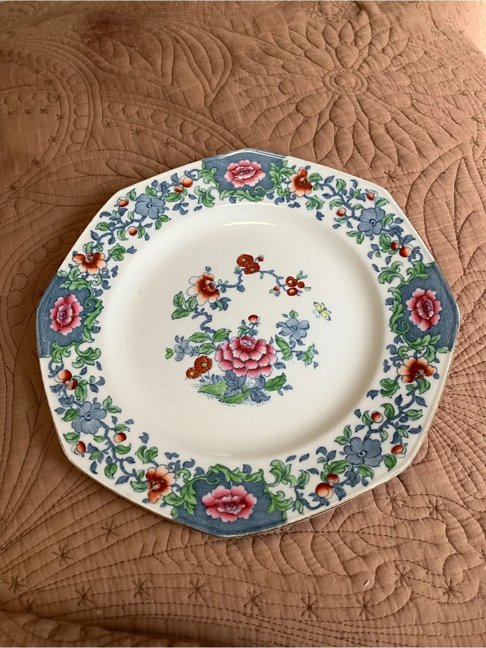 Vintage F. Winkle and Co Whieldon Ware 8 Sided Plate